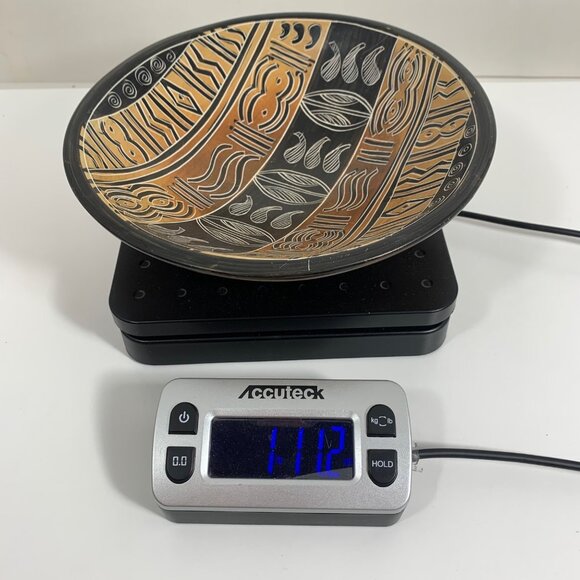 Hand-Carved Soapstone Kenyan Decorative Dish / Bowl Intricate Tribal Patterns - Picture 6 of 8